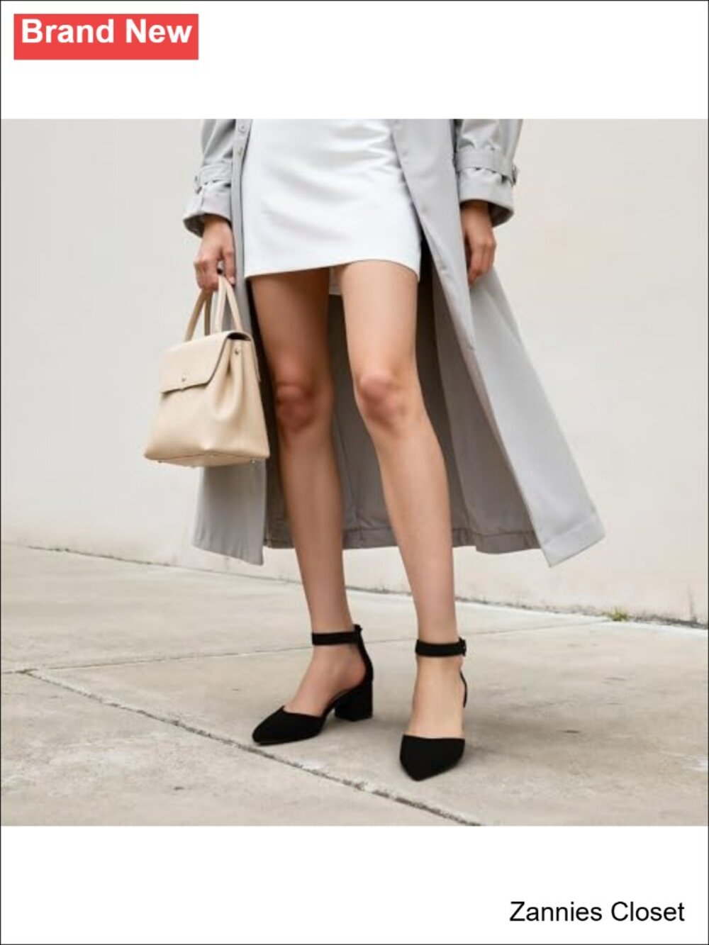 ✨ DREAM PAIRS Pointed Toe Low Chunky Heel Pumps Block Heel Ankle Strap Formal - Picture 3 of 6
